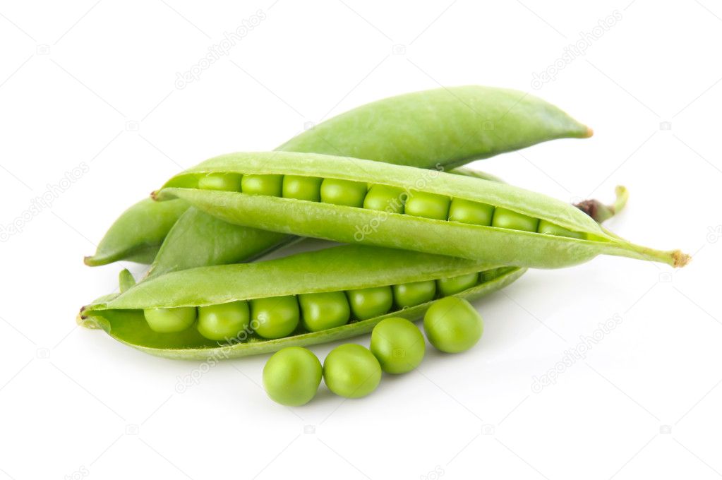Ripe green pea vegetable isolated
