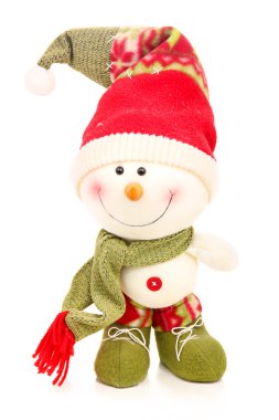 Christmas snowman isolated on a white clipart