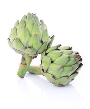 Ripe green artichoke vegetables isolated clipart