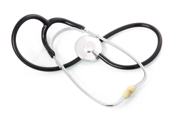 Strumento stetoscopio lucido isolato su bianco — Foto Stock