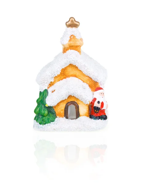 Weihnachtsdekoration (Haus) isoliert auf weiß — Stockfoto