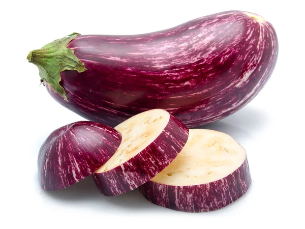 Purple sliced eggplant vegetables isolated — Stock Photo, Image