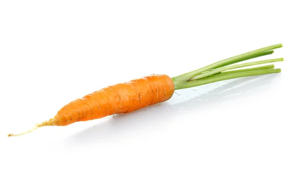 Ripe orange carrot with leaf isolated — Stock Photo, Image