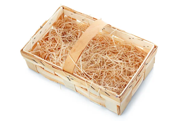 空木篮孤立在白色背景上的稻草 — 图库照片