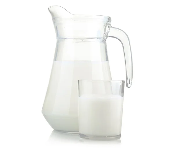 stock image Jug and glass of milk isolated