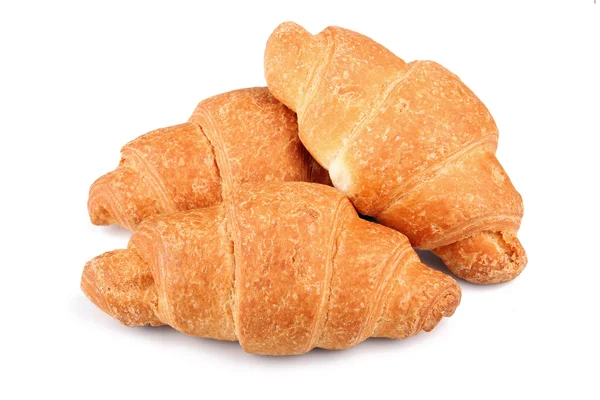 Three gold croissant isolated on white — Stock Photo, Image