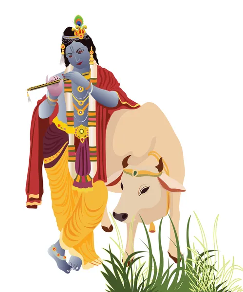 Senhor Krishna tocando flauta — Fotografia de Stock