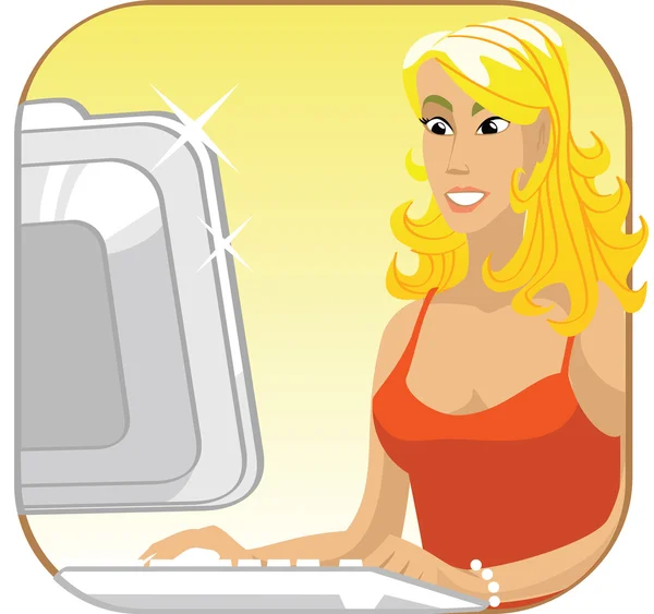 Blonde internetcommunicatie — Stockfoto