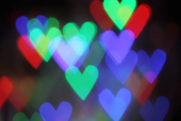 Valentijn Achtergrond Wazig Met Hartvormige Lichten — Stockfoto