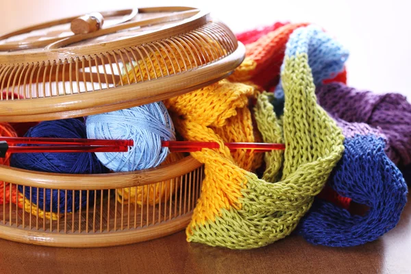 Basket with knitting — Stock Photo, Image