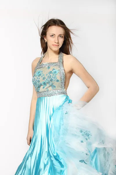 Romantische meisje in de mooie jurk — Stockfoto