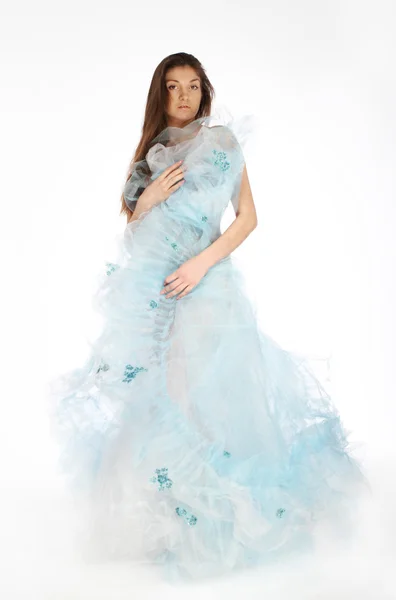 아름 다운 드레스에 로맨틱 소녀 — 스톡 사진