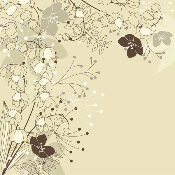 Fond beige avec des plantes forestières — Image vectorielle