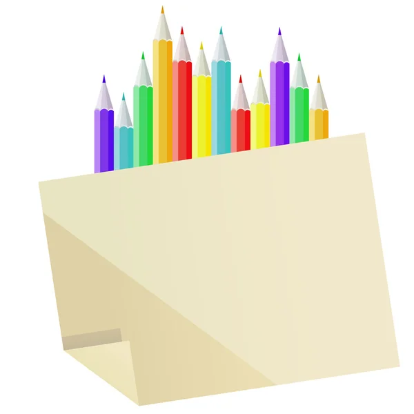 Papel en blanco y lápices de muchos colores — Vector de stock