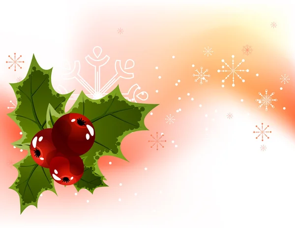 クリスマスのヒイラギの果実の背景 — ストックベクタ