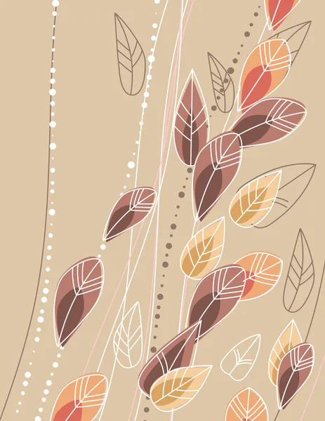 輪郭の葉とベージュ色の背景 — ストックベクタ