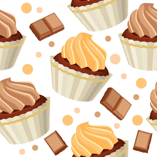Naadloze patroon met muffins — Stockvector