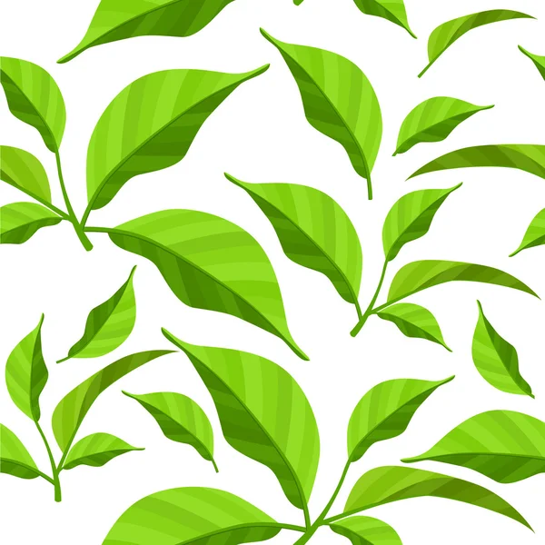 녹색 잎이 달린 가시없는 무늬 — 스톡 벡터