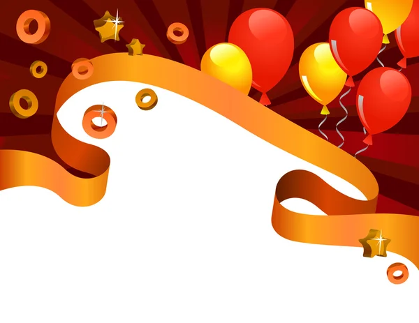 Cartão festivo vermelho com balões — Vetor de Stock