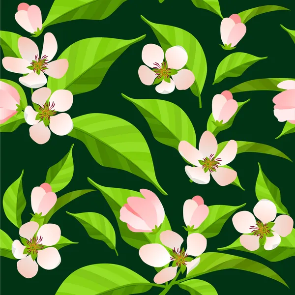 Seamless mönster med blommande grenar — Stock vektor