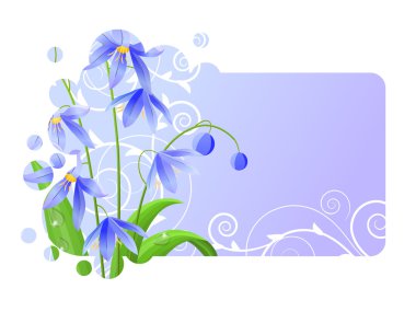 Light blue frame with spring flower clipart