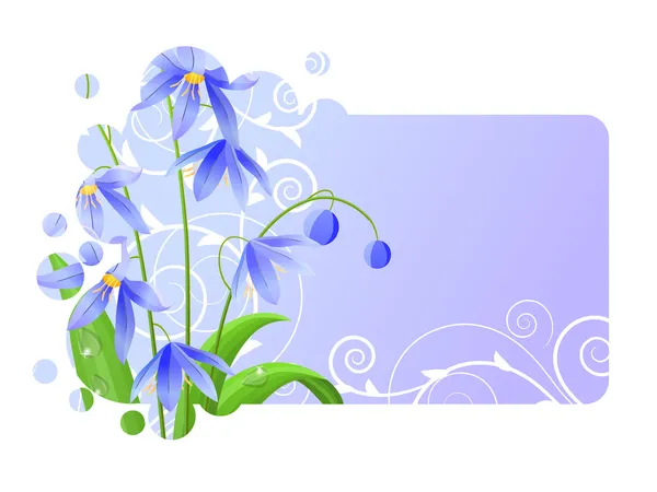 轻型蓝色框架与春天的花朵 — 图库矢量图片