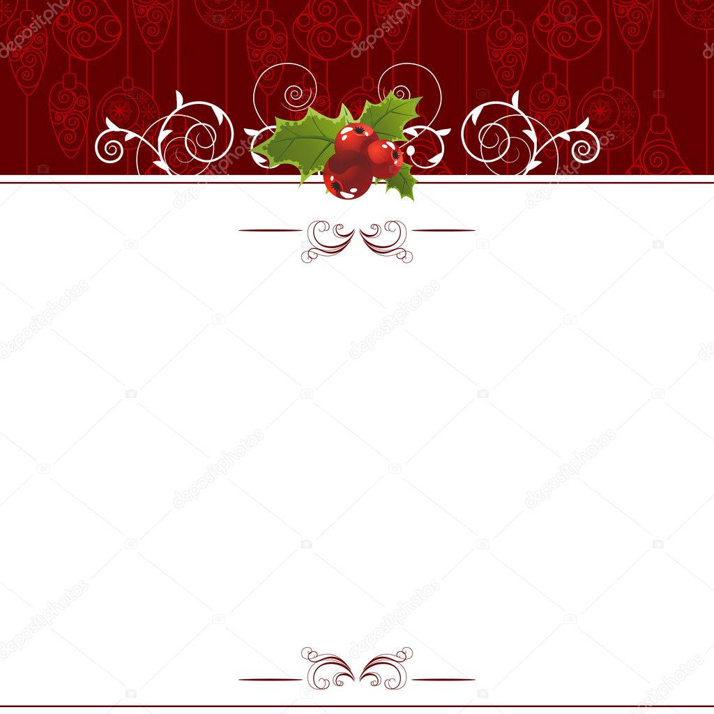 Christmas background with holly berry