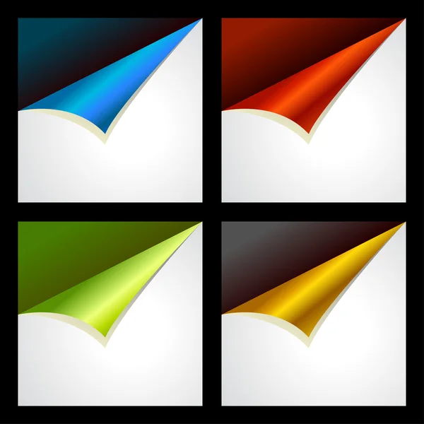 Conjunto de cuatro esquinas rizadas de color — Archivo Imágenes Vectoriales