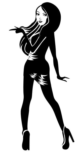 Jeune femme noire et blanche — Image vectorielle