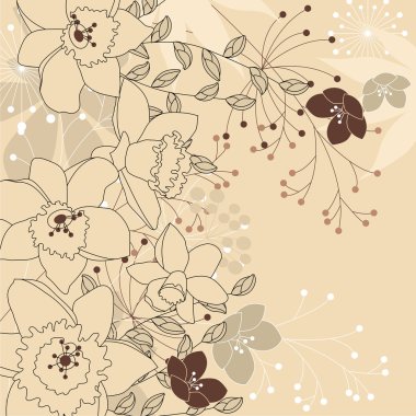 Stylish floral light beige background clipart