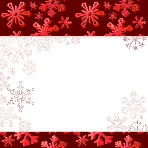 Κόκκινο πλαίσιο με μεγάλες νιφάδες χιονιού — Διανυσματικό Αρχείο