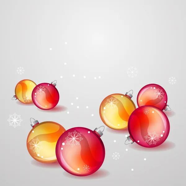 Karácsonyi üdvözlőlap, vörös és arany golyó — Stock Vector