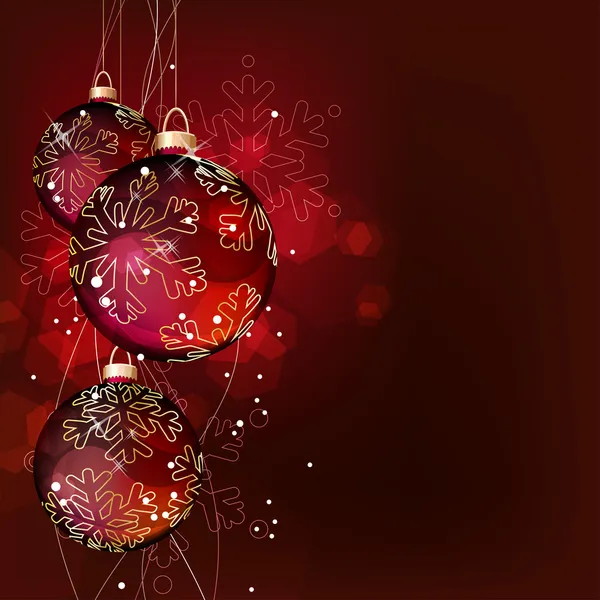 Jul bakgrund med hängande bollar — Stock vektor