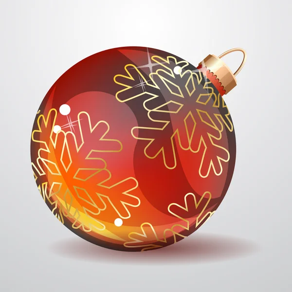 Bola de Navidad de vidrio rojo aislada en blanco — Archivo Imágenes Vectoriales