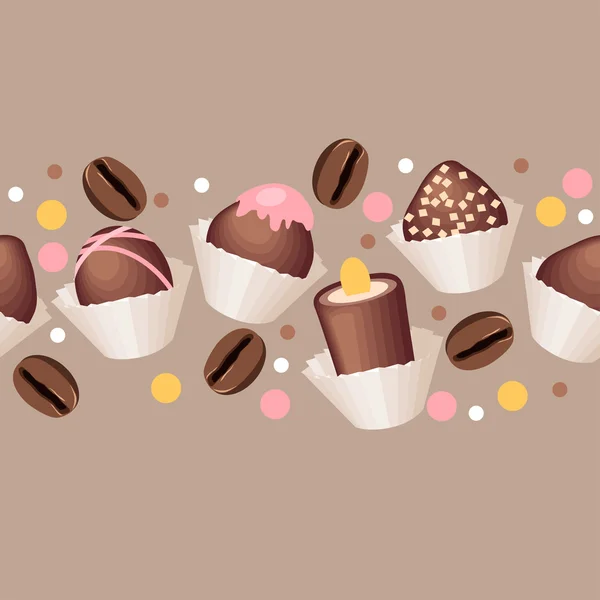 Bezešvé vzor s čokoládové sladkosti — Stockový vektor