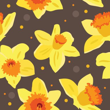 Seamless floral pattern with daffodils clipart