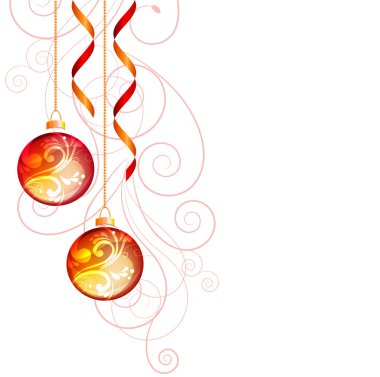 Christmas background with red balls clipart