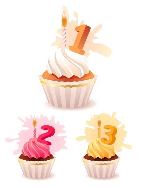 Collection of festive birthday cakes — Stock Vector