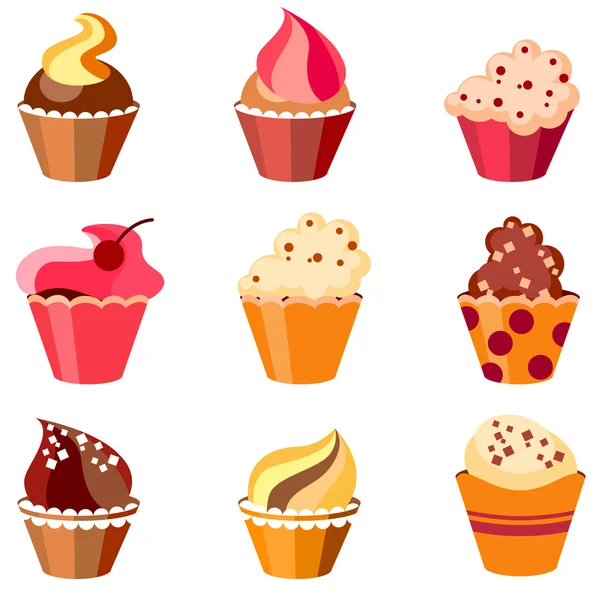 Set di cupcake colorati — Vettoriale Stock