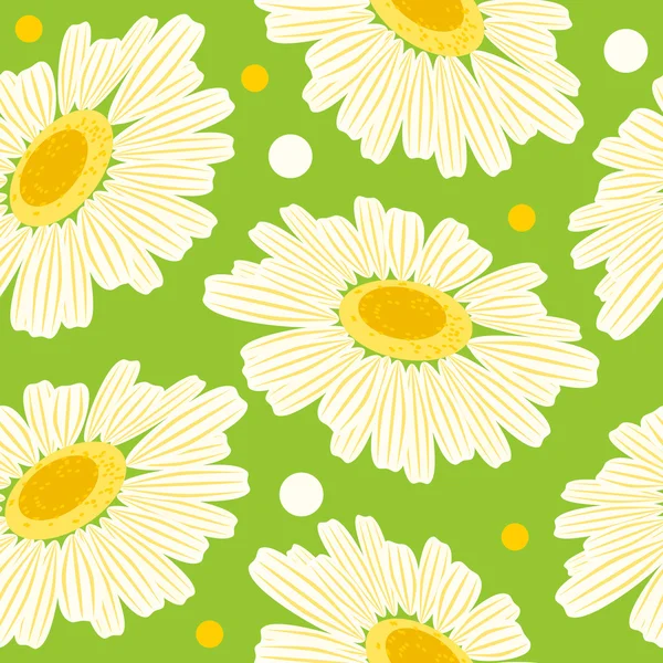 Seamless floral pattern with white daisy — Stok Vektör