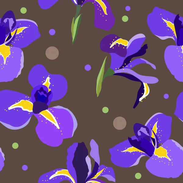 Seamless floral pattern with irises — Stock Vector