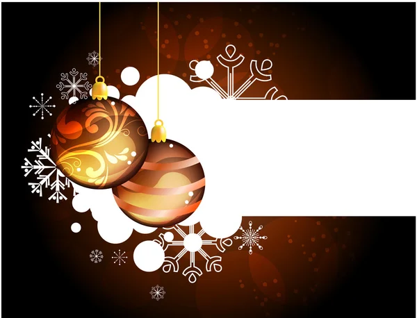 Christmas background with hanging gold balls — Stock Vector