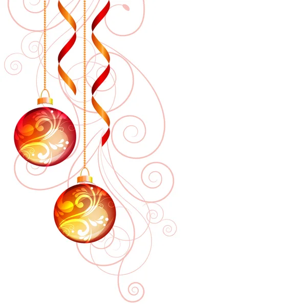 Sfondo di Natale con le palle rosse — Vettoriale Stock