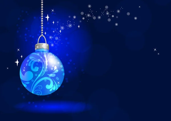 Jul bakgrund med blå bollen — Stock vektor
