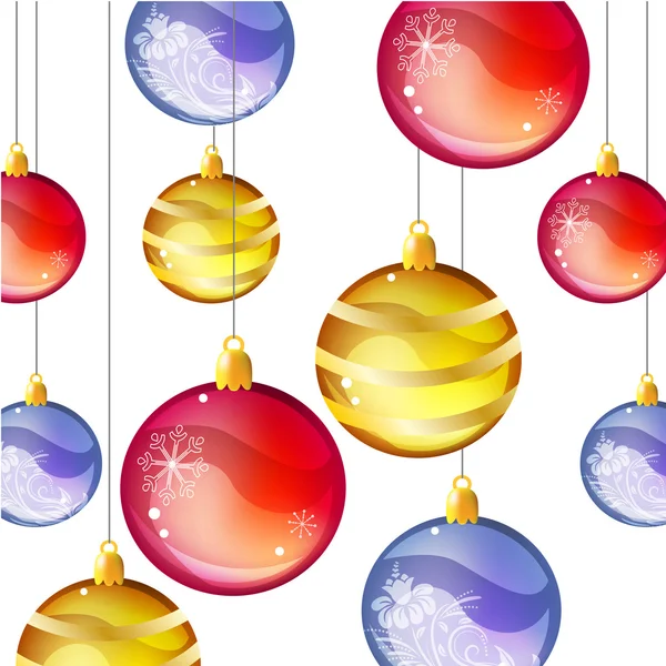 Boules de Noël or, bleu et rouge . — Image vectorielle