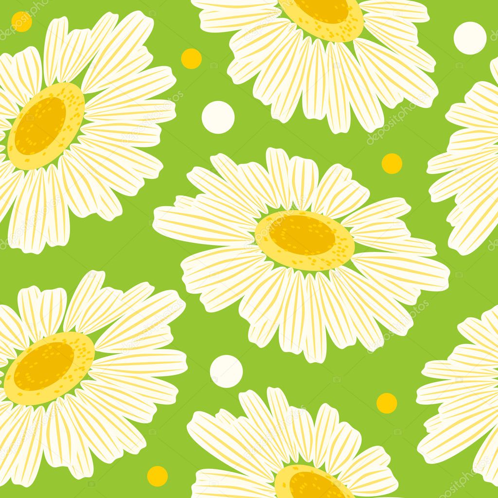 Seamless floral pattern with white daisy