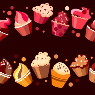Two seamless cupcake borders clipart