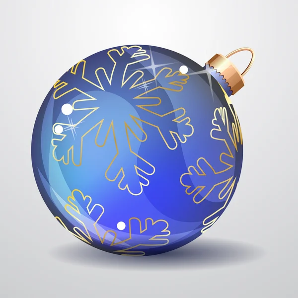 Bola de Natal de vidro azul isolado no branco —  Vetores de Stock