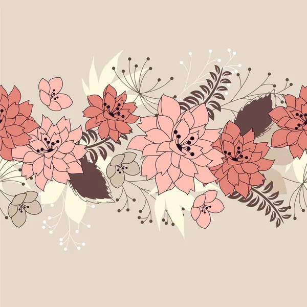 Nahtloses horisontales florales rosa Muster — Stockvektor