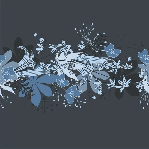 Άνευ ραφής οριζόντιας λουλουδάτο μοτίβο μπλε — Διανυσματικό Αρχείο